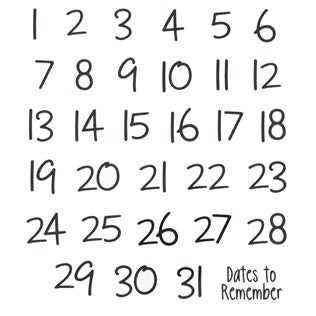 Calendar Number Stickers