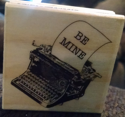 Be Mine Typewriter Wood Stamp