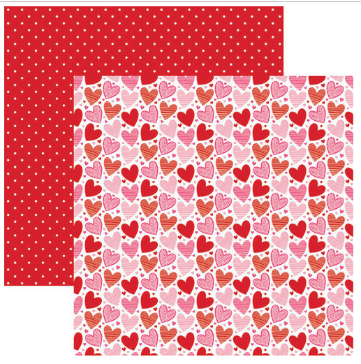 Falling Hearts - Forever Hearts - 12x12 Valentine Scrapbook Paper - 5  Sheets - by Reminisce